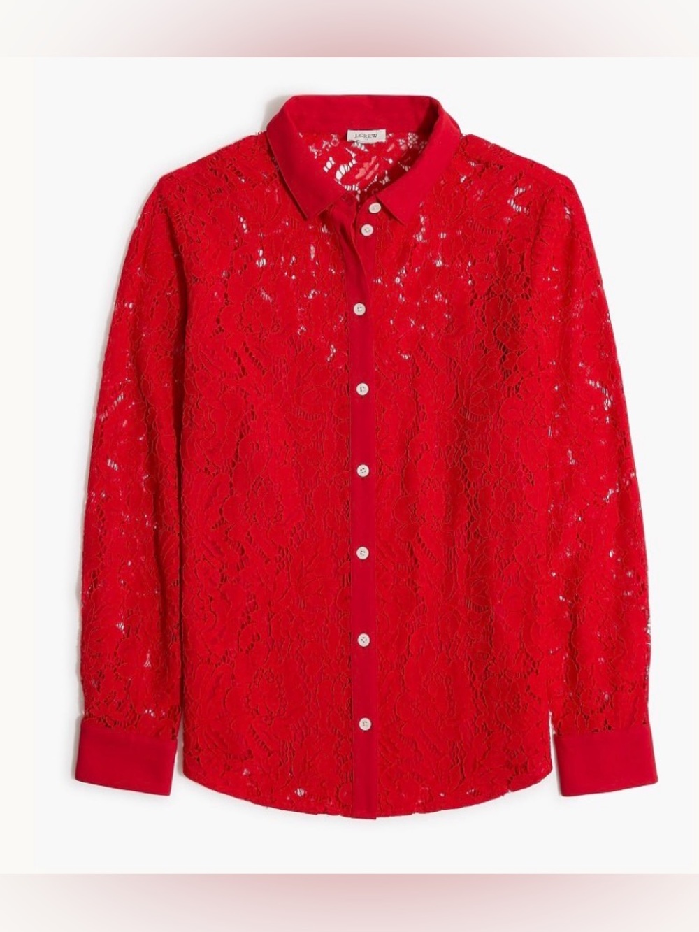J Crew Red Lace Button-Down Cami Lined Shirt Size 3X NWT